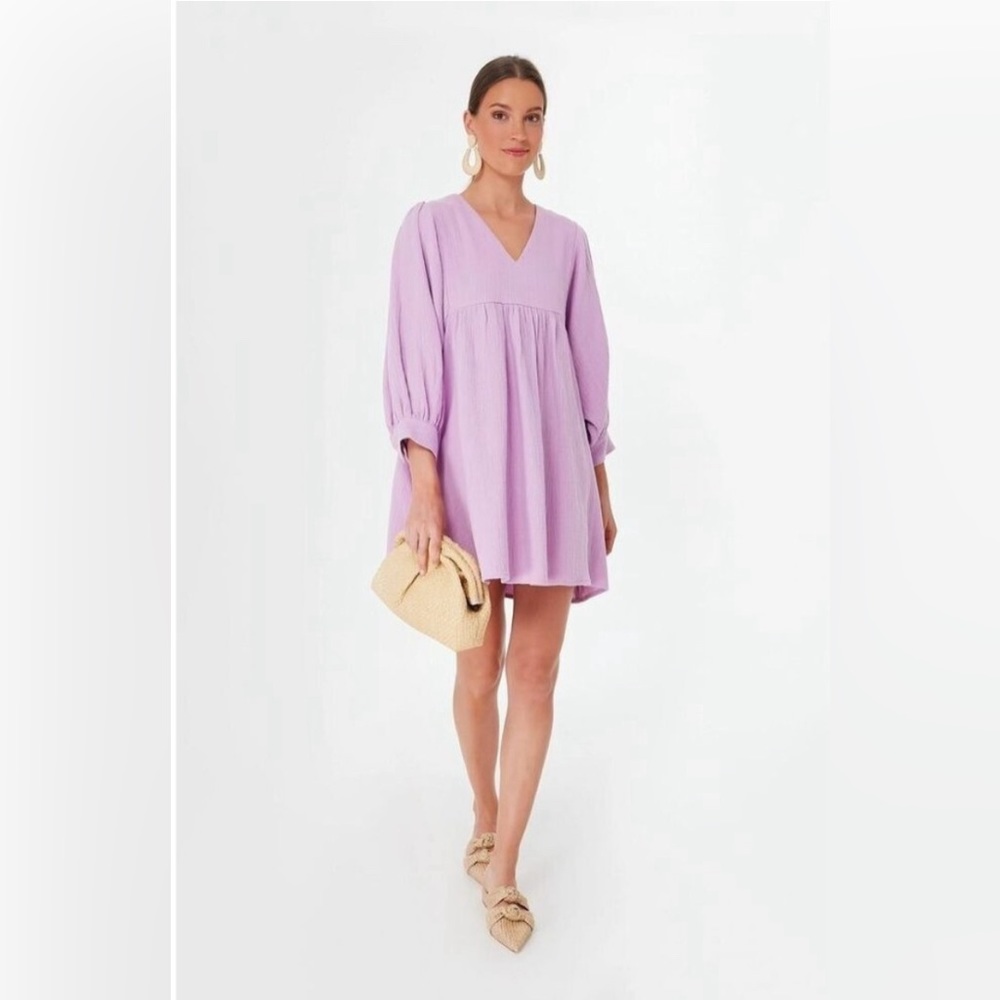 Tuckernuck Pomander Place Lavender Gauze Millie Dress Puff Sleeve Pockets S NEW